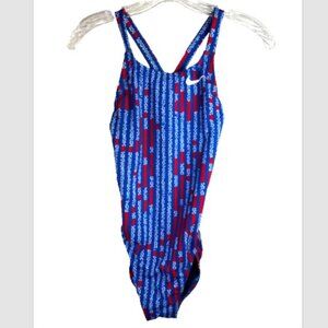 Nike HydraStrong One Piece Swim Bathing Suit Blue Red White USA stars stripes 4